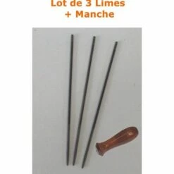 VALLORBE LIME55 - Lot De 3 Limes 5,5mm Pour Affutage De Chaine De Tronconneuse + Manche