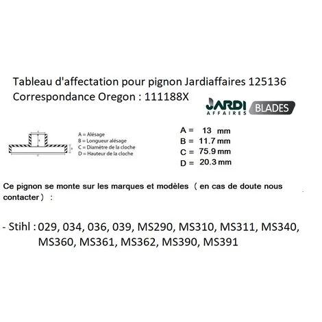 JARDIAFFAIRES Pignon Pour Tronçonneuse Stihl 7 Dents 325 Correspondance Oregon 111188X 4 JARDIAFFAIRES Pignon Pour Tronçonneuse Stihl 7 Dents 325 Correspondance Oregon 111188X – Image 2