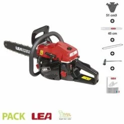 Tronçonneuse Thermique 50,8 Cm3 Guide 45 Cm Anti Vibration LEA LE32508-45A - Rouge