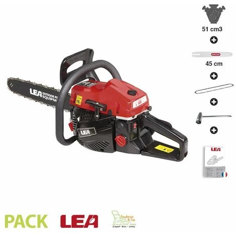Tronçonneuse Thermique 50,8 Cm3 Guide 45 Cm Anti Vibration LEA LE32508-45A - Rouge 3 Tronçonneuse Thermique 50,8 Cm3 Guide 45 Cm Anti Vibration LEA LE32508-45A - Rouge
