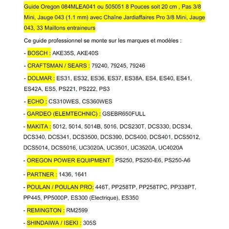 Guide Oregon 20cm 084MLEA041/505051 + Chaine Pro 3/8 Mini Jardiaffaires 4 Guide Oregon 20cm 084MLEA041/505051 + Chaine Pro 3/8 Mini Jardiaffaires – Image 2