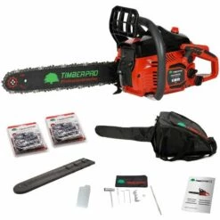 TIMBERPRO Tronçonneuse Thermique 38,2 Cm3, Guide 40 Cm, 2 Chaines + Housse De Transport