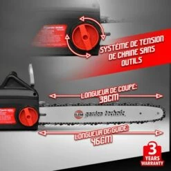 ELEM GARDEN TECHNIC Tronçonneuse électrique 2000W - Guide 40cm -Tronçonneuse et accessoire Soldes 2022 16779442 3