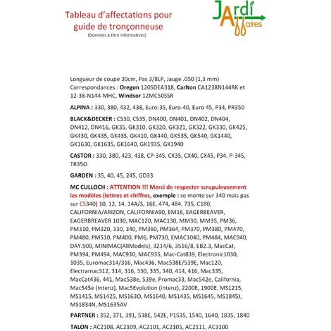 JARDIAFFAIRES Guide Chaîne Pro Tronçonneuse 30cm 3/8LP 1,3mm 44E = 120SDEA318 4 JARDIAFFAIRES Guide Chaîne Pro Tronçonneuse 30cm 3/8LP 1,3mm 44E = 120SDEA318 – Image 2