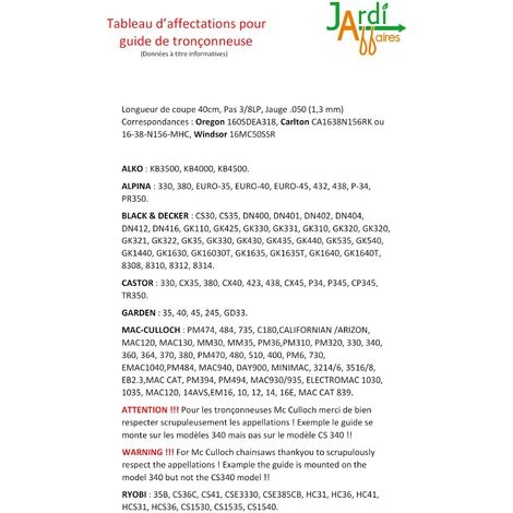 JARDIAFFAIRES Guide Pro Pour Tronçonneuse 40cm 3/8 1,3mm = Oregon 160sdea318 4 JARDIAFFAIRES Guide Pro Pour Tronçonneuse 40cm 3/8 1,3mm = Oregon 160sdea318 – Image 2