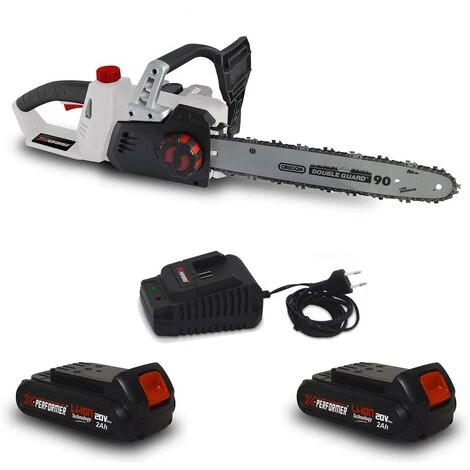 Tronçonneuse 40V (2x20V) X-Performer XPTRO40LI-2B - Double Sécurité - Graissage Auto + 2 Batteries 2 Ah - Chargeur 2 Tronçonneuse 40V (2x20V) X-Performer XPTRO40LI-2B - Double Sécurité - Graissage Auto + 2 Batteries 2 Ah - Chargeur