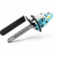 HILLVERT Tronconneuse Thermique + Guide-Chaîne + Housse Légère Et Puissante 45 Cm 2300 W - Argent, Noir