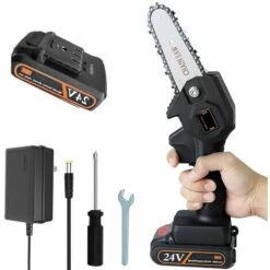 BRIDAY Tronçonneuse Électrique Sans Fil, Mini Scie À Chaîne 10cm, Petite Scie Électrique Portative Domestique, Tronçonneuse À Piles Rechargeables Pour La Coupe De Bois De Branche D'arbre,Scie à Chaîne Super Pratique