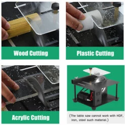 HAPPYSHOPPING Scie Atable Multifonction Domestique Mini Scie Electrique Machine De Decoupe Multifonction Alimentation A7 Vitesses Profondeur De Coupe Maximale De 35 Mm Sans Regle De Poussee Standard Europeen, Kit D'accessoires Superieur - Kit D'accessoires Superieur -Tronçonneuse et accessoire Soldes 2022 29591984 4