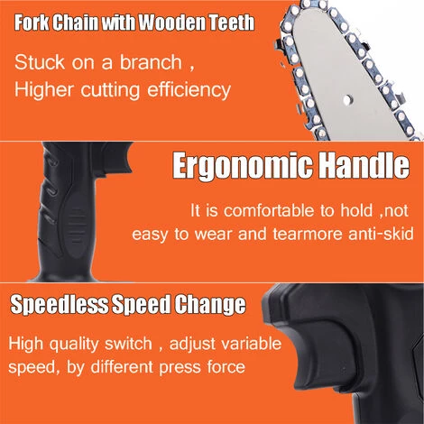 HAPPYSHOPPING Mini Tronçonneuse De 4 Pouces, Petite Scie Abois, Scie Forestiere De Jardin, Norme Europeenne Noire, 4000 Mah Avec Deux Batteries Et Un Chargeur - 4000 Mah Avec Deux Batteries Et Un Chargeur 7 HAPPYSHOPPING Mini Tronçonneuse De 4 Pouces, Petite Scie Abois, Scie Forestiere De Jardin, Norme Europeenne Noire, 4000 Mah Avec Deux Batteries Et Un Chargeur - 4000 Mah Avec Deux Batteries Et Un Chargeur – Image 5