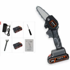 HAPPYSHOPPING Tronçonneuse Portable Sans Fil Avec Chargeur Et 2 Batteries Vert EU -Tronçonneuse et accessoire Soldes 2022 29684151 3