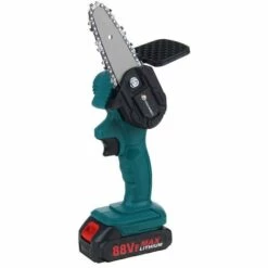 AUGIENB 800W Mini Scie à Chaine électrique Sans Fil 4 Pouces Portable Tron?onneuse à Batterie Sans Fil Avec 2 Batterie 88V 2500mah