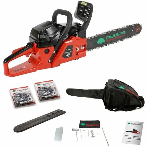 TIMBERPRO Tronçonneuse Thermique 50 Cm3, Semi Pro, Guide 40 Cm, 2 Chaines + Housse De Transport Et Accessoires 3 TIMBERPRO Tronçonneuse Thermique 50 Cm3, Semi Pro, Guide 40 Cm, 2 Chaines + Housse De Transport Et Accessoires