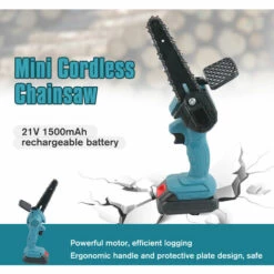 ASUPERMALL Mini Scie A Chaine 6 Pouces Sans Fil Petit Bois Chainsaw Chainsaw Elagage 550W Portable Rechargeable Scie Electrique, Inserez 1 Pile - Inserez 1 Pile