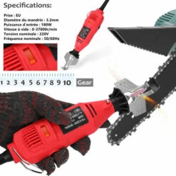 ASUPERMALL Affûteuse De Chaîne De Tronçonneuse électrique Mini Portable Moulin électrique Die Grinder Outil De Meulage Utilitaire, Rouge -Tronçonneuse et accessoire Soldes 2022 31105929 3