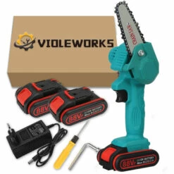 MOHOO [5 Modèles En Option] Scie à Chaine Sans Fil 4 Pouce 1080W 18V Scie à Main Simple Avec 2 Batterie Bleu -Tronçonneuse et accessoire Soldes 2022 31571988 2