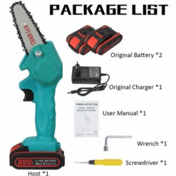 MOHOO [5 Modèles En Option] Scie à Chaine Sans Fil 4 Pouce 1080W 18V Scie à Main Simple Avec 2 Batterie Bleu -Tronçonneuse et accessoire Soldes 2022 31571988 4