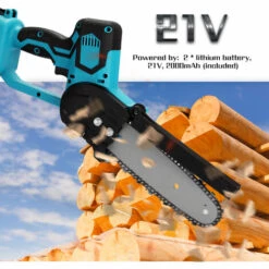 HAPPYSHOPPING 21V Mini Scie A Chaine Electrique Sans Fil Scie A Main Domestique Pour L'exploitation Forestiere Et La Coupe D'arbres Scie Electrique Au Lithium Portable Deux Electricite Un Chargeur Norme Europeenne 220V -Tronçonneuse et accessoire Soldes 2022 31937096 3