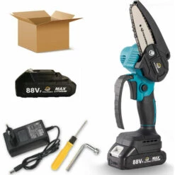 VIOLEWORKS Scie à Chaine 4" Tronconneuse à Batterie élagueuse électrique Sans Fil 18V 1200W 1 Batterie Tronconneuse électrique Avec Affichage 6000 MAh -Tronçonneuse et accessoire Soldes 2022 32833736 5