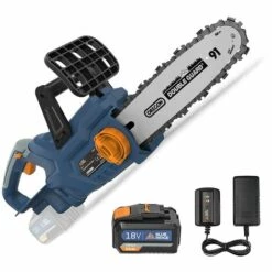 BLUERIDGE 18V Tronçonneuse Sans Fil, 25cm 4,53m/s Avec Frein à Chaîne Anti-retour Lubrification Automatique BLUE RIDGE BR8350