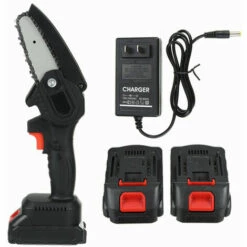 ZEBRAA Mini Scie à Chaine Sans Fil électrique 88V 4" 3500MAH (Noir, Avec 2Pcs Batterie) -Tronçonneuse et accessoire Soldes 2022 33768967 2
