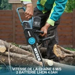 WESCO TOOLS Tronçonneuse Sans Fil 36V, 30cm, 2 X 18V Batteries Et Chargeur, Vitesse De La Chaîne 6 M/s, WESCO WS8303 -Tronçonneuse et accessoire Soldes 2022 34178911 4