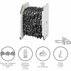 PAPILLON Chaîne De Tronçonneuse 3/8 "/ 0,050" 1,3 Mm. / 91 P / Rouleau 30,5 Mètres. AFT 08062530