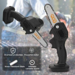 ZEBRAA 550W 24V Scie à Chaine électrique Sans Fil 4Inch Portable Avec 2 Batteries -Tronçonneuse et accessoire Soldes 2022 35416519 4
