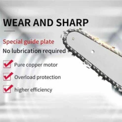HAPPYSHOPPING Mini Tronçonneuse Electrique Portative De 4 Pouces Haute Puissance Scie A Bois Portable Rechargeable Sans Fil A Une Main Pour Le Jardinage Elagage Coupe, Modele: Prise UE -Tronçonneuse et accessoire Soldes 2022 41972823 5