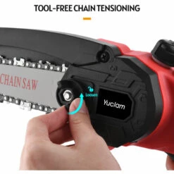 HAPPYSHOPPING Yuclam Mini Tronçonneuse A Main Sans Fil Tronçonneuse 6 Pouces 21V Tronçonneuse Electrique Tronçonneuse A Une Main Avec Protection Anti-eclaboussures Verrou De Securite Pour Le Jardinage D'arbres De Coupe De Bois Coupe Buisson, Modele: Prise UE -Tronçonneuse et accessoire Soldes 2022 42723643 3