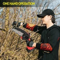 HAPPYSHOPPING Yuclam Mini Tronçonneuse A Main Sans Fil Tronçonneuse 6 Pouces 21V Tronçonneuse Electrique Tronçonneuse A Une Main Avec Protection Anti-eclaboussures Verrou De Securite Pour Le Jardinage D'arbres De Coupe De Bois Coupe Buisson, Modele: Prise UE -Tronçonneuse et accessoire Soldes 2022 42723643 4