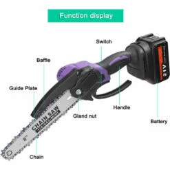 HAPPYSHOPPING Scie D'elagage Electrique Portable 21V 8 Pouces Petite Tronçonneuse A Bois A Moteur Sans Brosse Outil De Travail Du Bois A Une Main Pour Verger De Jardin, Modele : Deux Puissances Et Une Charge -Tronçonneuse et accessoire Soldes 2022 43441616 3