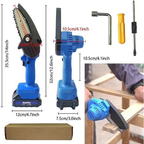 DAY PLUS Mini-tronçonneuse Avec Batterie 4 Pouces Petite Tronçonneuse à La Scie à Tronçonneuse à La Chaîne à La Ligne Unique Avec 1 Piles Et 1 Chaînes, Serrure De Sécurité, Tronçonneuse électrique Adaptée à L'horticulture / Arbres / En Bois De Jardin 6 DAY PLUS Mini-tronçonneuse Avec Batterie 4 Pouces Petite Tronçonneuse à La Scie à Tronçonneuse à La Chaîne à La Ligne Unique Avec 1 Piles Et 1 Chaînes, Serrure De Sécurité, Tronçonneuse électrique Adaptée à L'horticulture / Arbres / En Bois De Jardin – Image 4