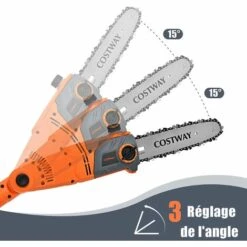 COSTWAY Elagueuse Sur Perche Télescopique 212-286 Cm 750W Tête Réglable Réservoir D'Huile 60 Ml Guide De Chaine 25 Cm Pour Haie -Tronçonneuse et accessoire Soldes 2022 43947701 3