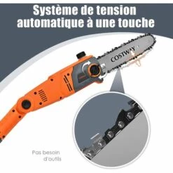 COSTWAY Elagueuse Sur Perche Télescopique 212-286 Cm 750W Tête Réglable Réservoir D'Huile 60 Ml Guide De Chaine 25 Cm Pour Haie -Tronçonneuse et accessoire Soldes 2022 43947701 4