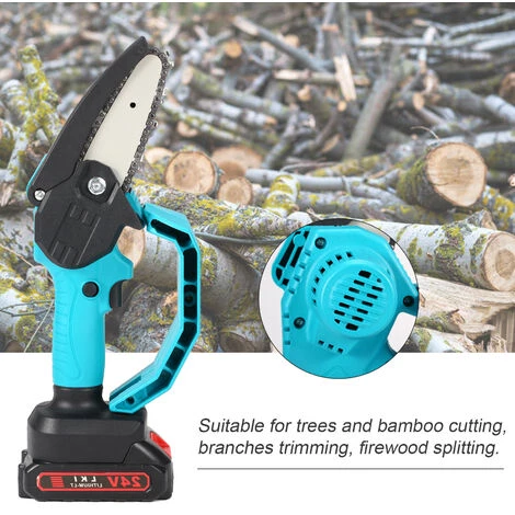 ASUPERMALL 24V 4 Pouces Mini Scie D'Élagage Électrique Portable Rechargeable Petite Scie à Chaîne De Fendage Du Bois Outil De Travail Du Bois à Une Main Pour Clip De Branche De Verger De Jardin, Bleu, 1 Batterie 7 ASUPERMALL 24V 4 Pouces Mini Scie D'Élagage Électrique Portable Rechargeable Petite Scie à Chaîne De Fendage Du Bois Outil De Travail Du Bois à Une Main Pour Clip De Branche De Verger De Jardin, Bleu, 1 Batterie – Image 5