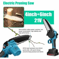 HAPPYSHOPPING Guide De 4 "+ 6" Mini Scie à Chaîne électrique Rechargeable Domestique Scie électrique Au Lithium Portable à Deux Puissances Une Charge, Moteur Brossé, Emballage En Carton, Norme Européenne 220 V -Tronçonneuse et accessoire Soldes 2022 49189972 4