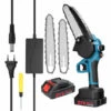 HAPPYSHOPPING 4"+6"+8" Guide Mini Tronçonneuse électrique Rechargeable Tronçonneuse Domestique Au Lithium à Main Deux électricité Une Charge, Moteur Brossé, Emballage En Carton, Norme Européenne 220V -Tronçonneuse et accessoire Soldes 2022 49189976 1