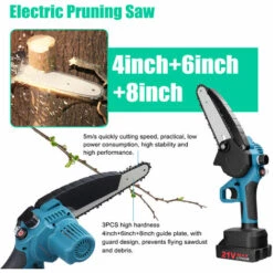 HAPPYSHOPPING 4"+6"+8" Guide Mini Tronçonneuse électrique Rechargeable Tronçonneuse Domestique Au Lithium à Main Deux électricité Une Charge, Moteur Brossé, Emballage En Carton, Norme Européenne 220V -Tronçonneuse et accessoire Soldes 2022 49189976 4