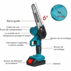 GISAM 6 Pouces 21V 2 Battery 2PCS Chaîne 850W 1800rpm Tronçonneuse à Batterie - Bleu -Tronçonneuse et accessoire Soldes 2022 51179714 5