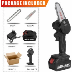 JMAX 800W Tronçonneuse à Batterie 88VF 2 Batterie Portable Scie Électrique Jardin Logging Avce Chaîne - Noir -Tronçonneuse et accessoire Soldes 2022 53562472 5