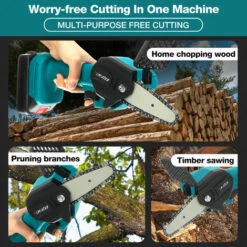 JMAX 18V Scie à Chaine Tronconneuse à Batterie 4 Pouces Guide Portable électrique Sans Fil Avec 2 Batterie 2500mah Bleu -Tronçonneuse et accessoire Soldes 2022 53775939 4