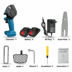 JMAX 18V Scie à Chaine Tronconneuse à Batterie 4 Pouces Guide Portable électrique Sans Fil Avec 2 Batterie 2500mah Bleu -Tronçonneuse et accessoire Soldes 2022 53775939 5