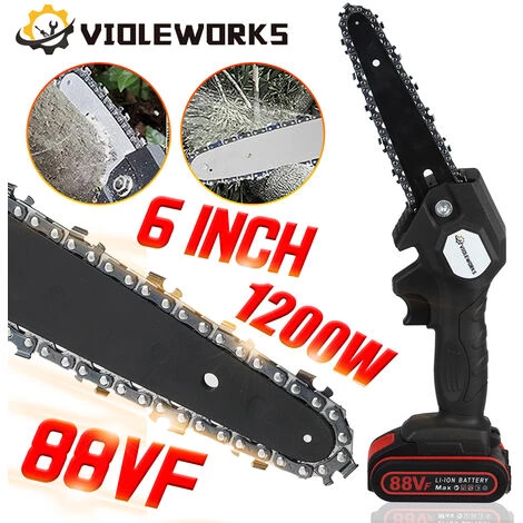 JMAX Tronçonneuse à Batterie 6'' 88VF 2 Batterie Portable Scie Électrique Jardin Logging Chaîne - Noir 5 JMAX Tronçonneuse à Batterie 6'' 88VF 2 Batterie Portable Scie Électrique Jardin Logging Chaîne - Noir – Image 3