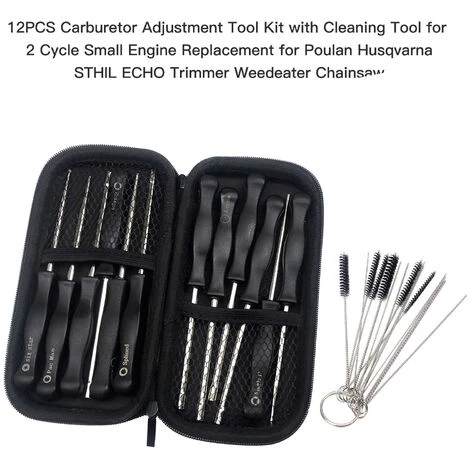 SUPERSELLER Lot De 12 Outils De Réglage De Carburateur Avec Outil De Nettoyage Pour Remplacement De Petit Moteur à 2 Cycles Pour Tronçonneuse Poulan Husqvarna STHIL ECHO Weedeater - Noir Argent 4 SUPERSELLER Lot De 12 Outils De Réglage De Carburateur Avec Outil De Nettoyage Pour Remplacement De Petit Moteur à 2 Cycles Pour Tronçonneuse Poulan Husqvarna STHIL ECHO Weedeater - Noir Argent – Image 2