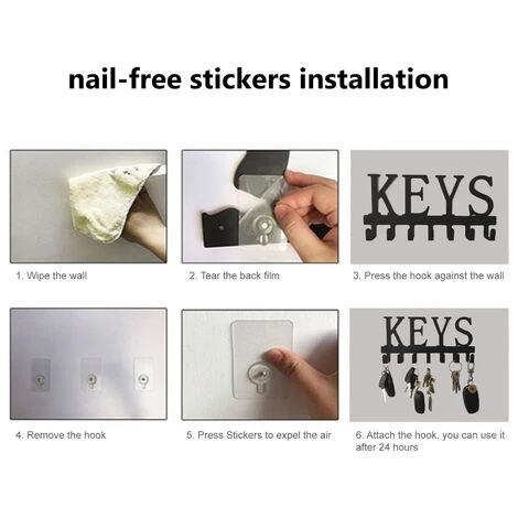 LIFCAUSAL Support à Crochets Avec 7 Crochets En Forme De Clés Support à Crochets Mural Crochet De Stockage De Forage Sans Clous Crochet De Serviette De Cuisine Antirouille Cintre 5 LIFCAUSAL Support à Crochets Avec 7 Crochets En Forme De Clés Support à Crochets Mural Crochet De Stockage De Forage Sans Clous Crochet De Serviette De Cuisine Antirouille Cintre – Image 3