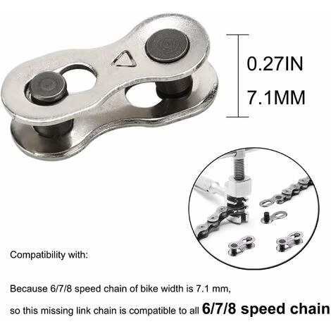 LANGRAY Maillon De Chaîne De Vélo 8 Vitesses Maillon De Chaîne De Vélo Maillon Manquant Maillon De Chaîne De Vélo 5 Paires Réutilisable En Acier Argenté Connecteur De Chaîne De Vélo Accessoire De Vélo Pour Chaîne 6, 7, 8 Vitesses, Argent 5 LANGRAY Maillon De Chaîne De Vélo 8 Vitesses Maillon De Chaîne De Vélo Maillon Manquant Maillon De Chaîne De Vélo 5 Paires Réutilisable En Acier Argenté Connecteur De Chaîne De Vélo Accessoire De Vélo Pour Chaîne 6, 7, 8 Vitesses, Argent – Image 3