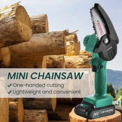 XICHAO Mini Tronçonneuse A Batterie, Petite Tronçonneuse Sans Fil électrique,Piles Tronçonneuse Portative à Une Main,Portable Scie Jardin Rechargeable,avec Valise Et Chargeur -Tronçonneuse et accessoire Soldes 2022 55283792 5