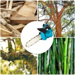Tronçonneuse à Batterie | Scie à Chaîne Tronçonneuse électrique Sans Fil - 10 Pouces - Bleu - Moteur Sans Balai - Pour Le Jardinage Et Le Travail Du Bois Coupeur De Bois - Pour Makita 18V - ONEVAN - Non Batterie -Tronçonneuse et accessoire Soldes 2022 56499833 5