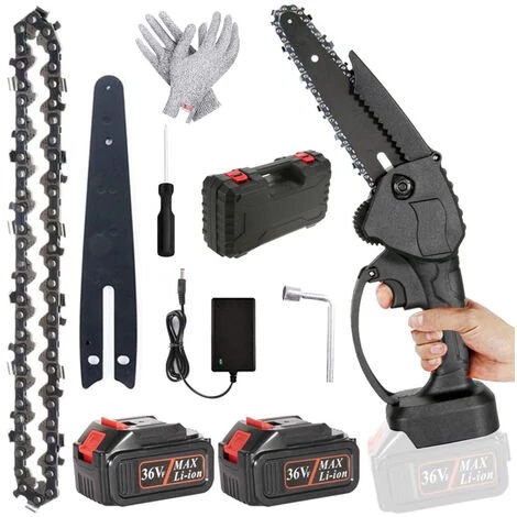 LRISHOM Tronçonneuse à Batterie, 6 Pouces Tronçonneuse Avec Batterie 2 * 3000mAh Tronçonneuse à Main 36V Tronçonneuse Rechargeable 3 LRISHOM Tronçonneuse à Batterie, 6 Pouces Tronçonneuse Avec Batterie 2 * 3000mAh Tronçonneuse à Main 36V Tronçonneuse Rechargeable